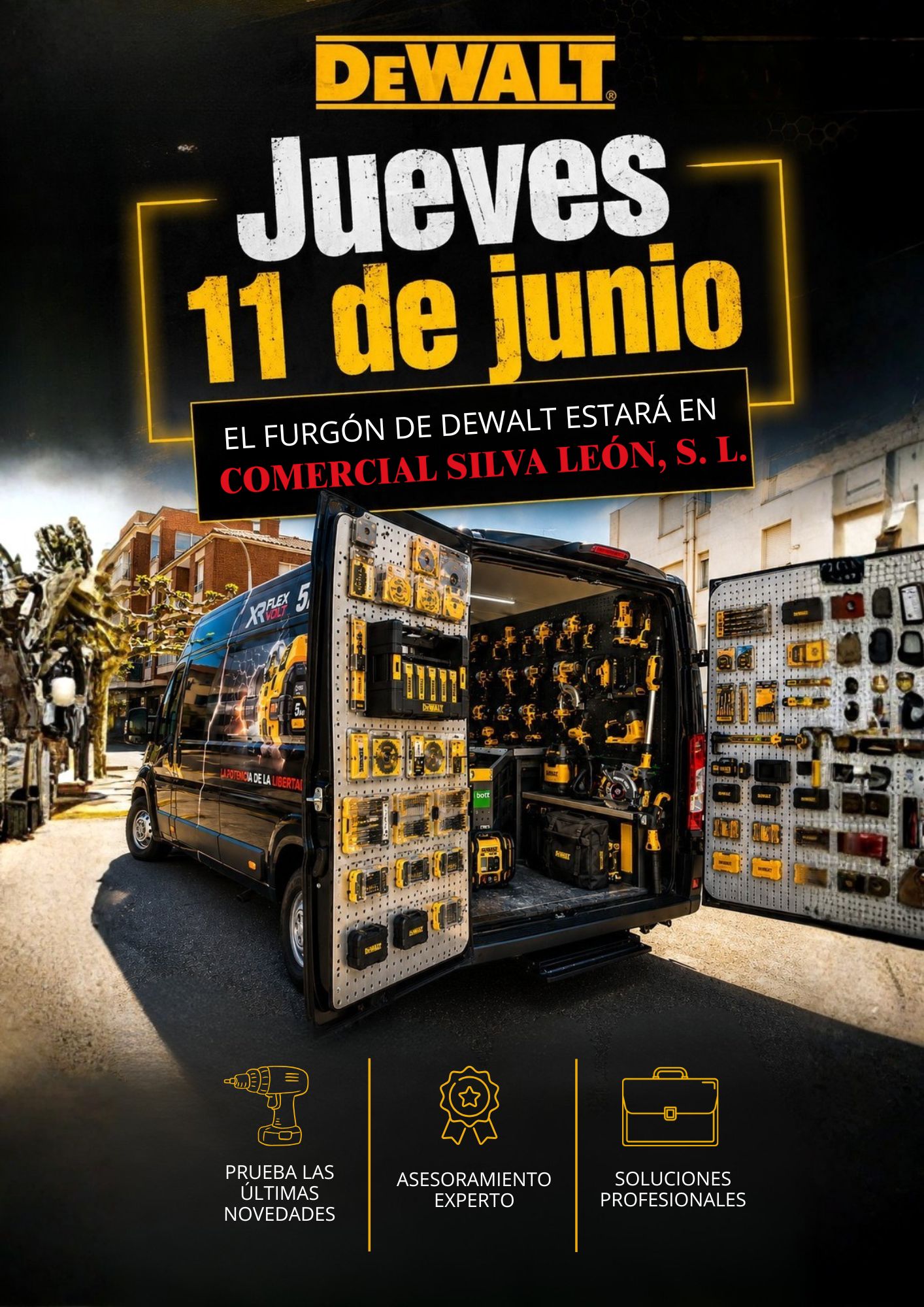 El furgón de dewalt visita comercial Silva